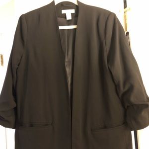 H&M black oversized blazer no collar